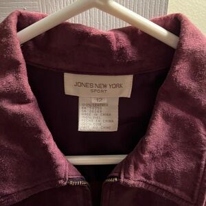 Jones New York Sport purple suede jacket.  Like new - stylish zip front